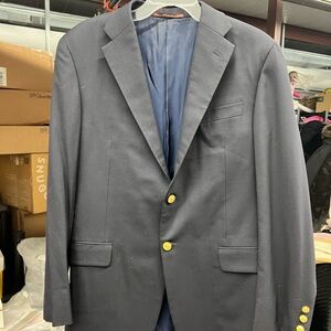 Hickey Freeman Dark Blue Blazer with Yellow Buttons